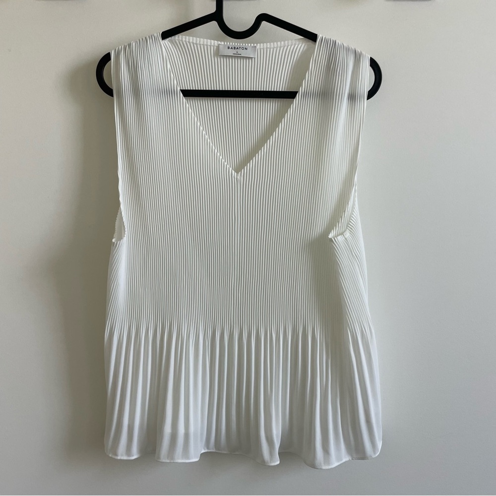 Babaton white ruffled top